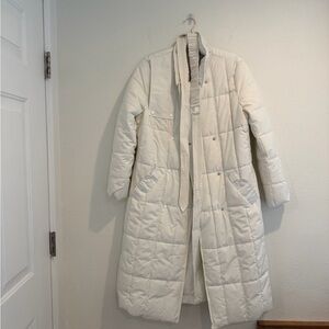 NWT Ellen Tracy - Mixed Media Puffer Coat - White - Size S